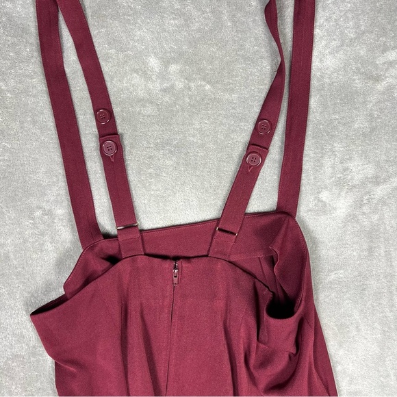 Modcloth Skirt Womens 1x Overall Winner Wine Flowy Holiday Academia Prep Grunge - Picture 7 of 7